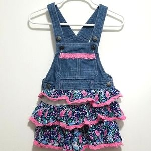 SALE 5/$20 Young Hearts Denim and Floral Overall Dress